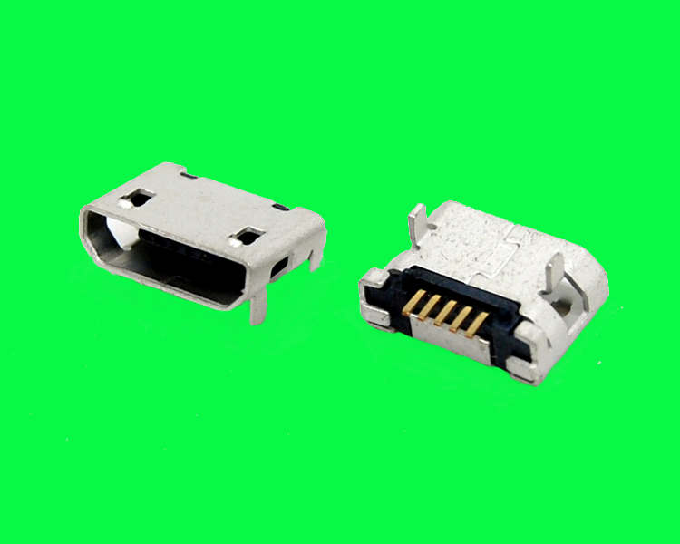 MICRO USB 5S B型插板5.9腳長1.25有柱加長0.75加焊腳無導(dǎo)位